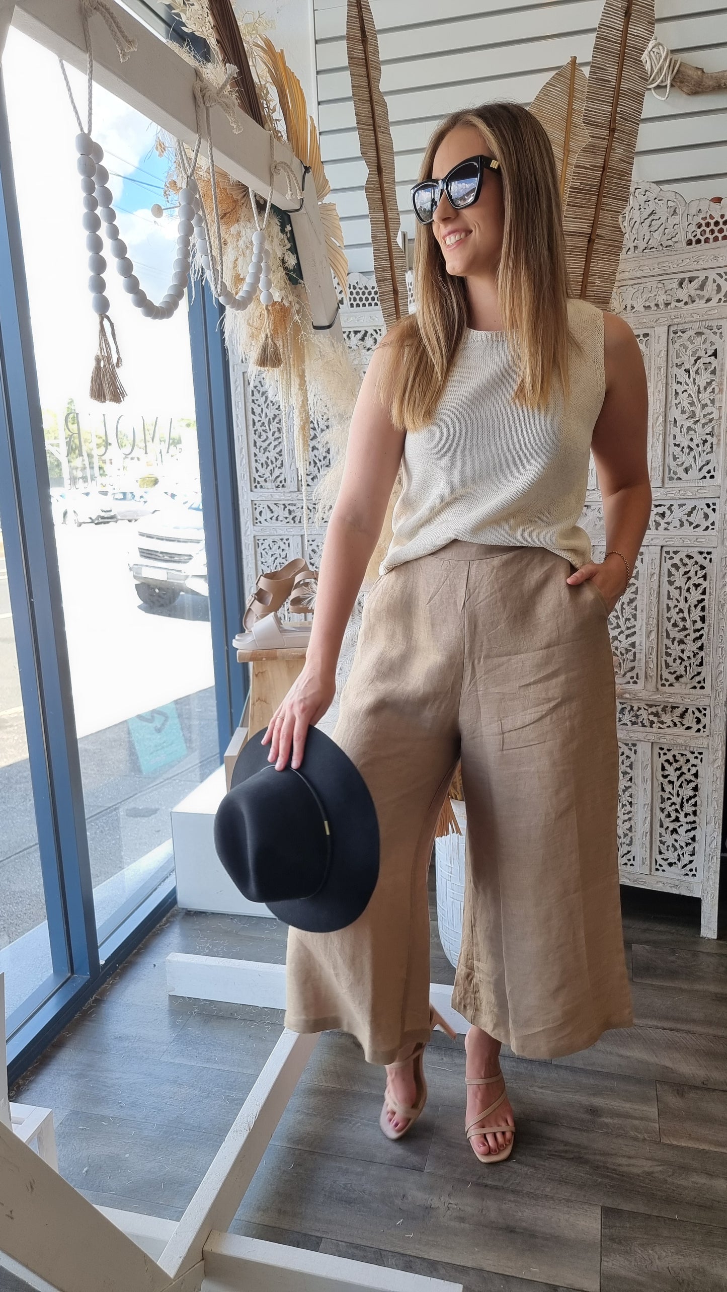 Cabarita linen pant | biscuit