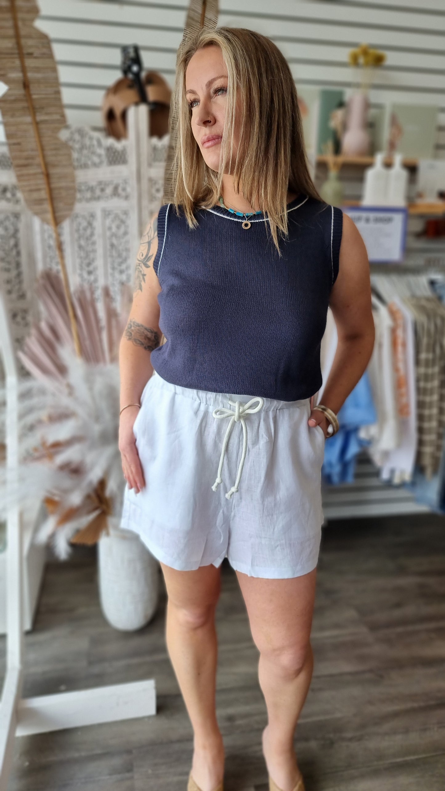 Harlow linen short | white