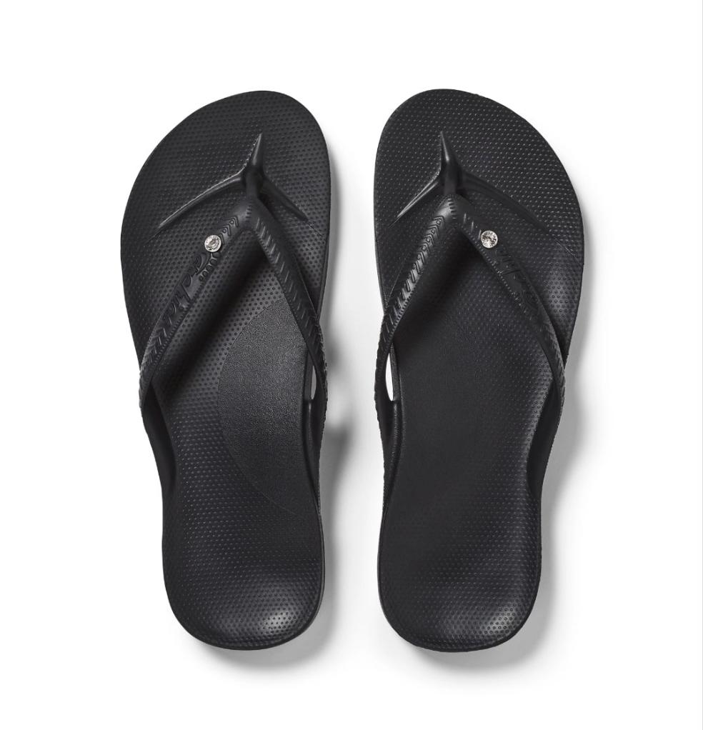 Black with Crystal | Arch Support Thongs