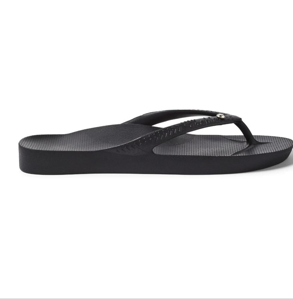 Black with Crystal | Arch Support Thongs