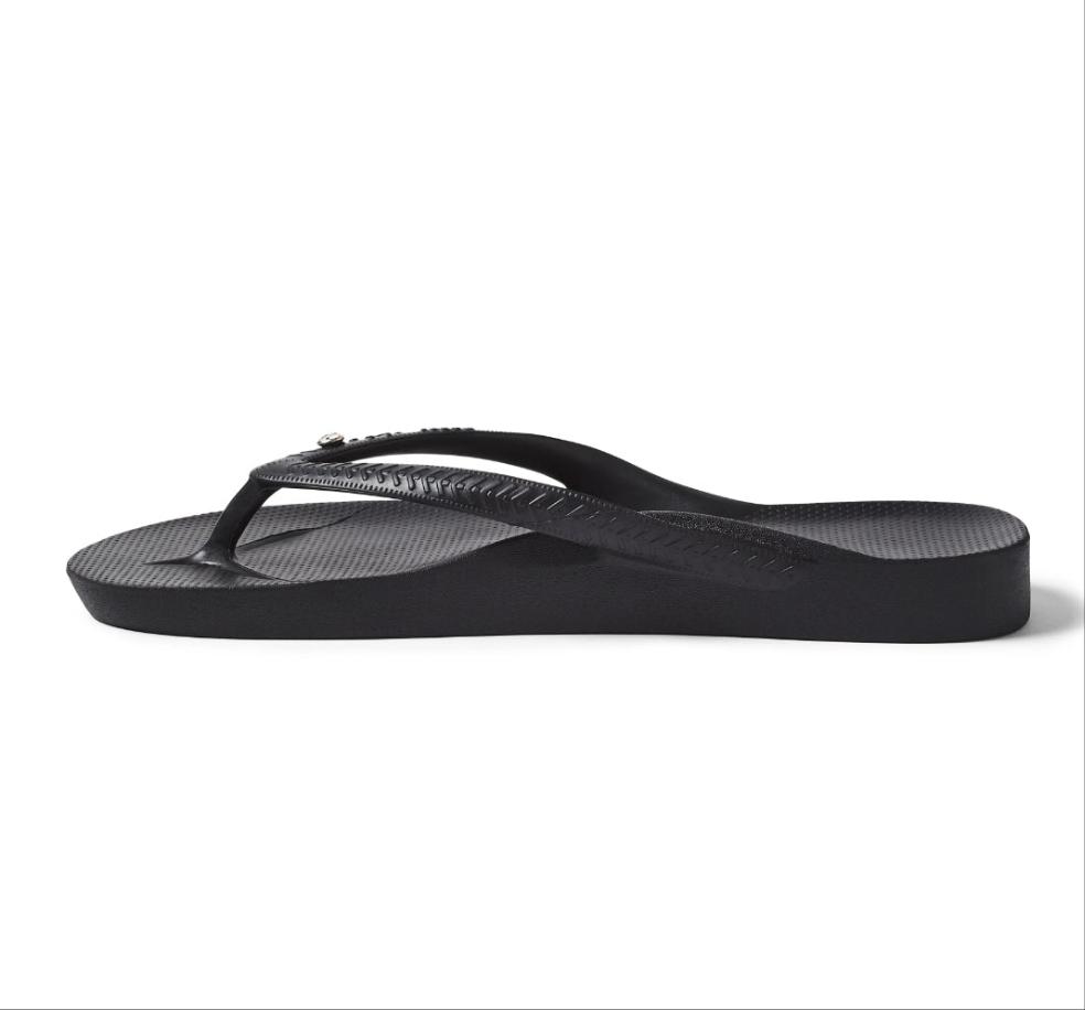 Black with Crystal | Arch Support Thongs