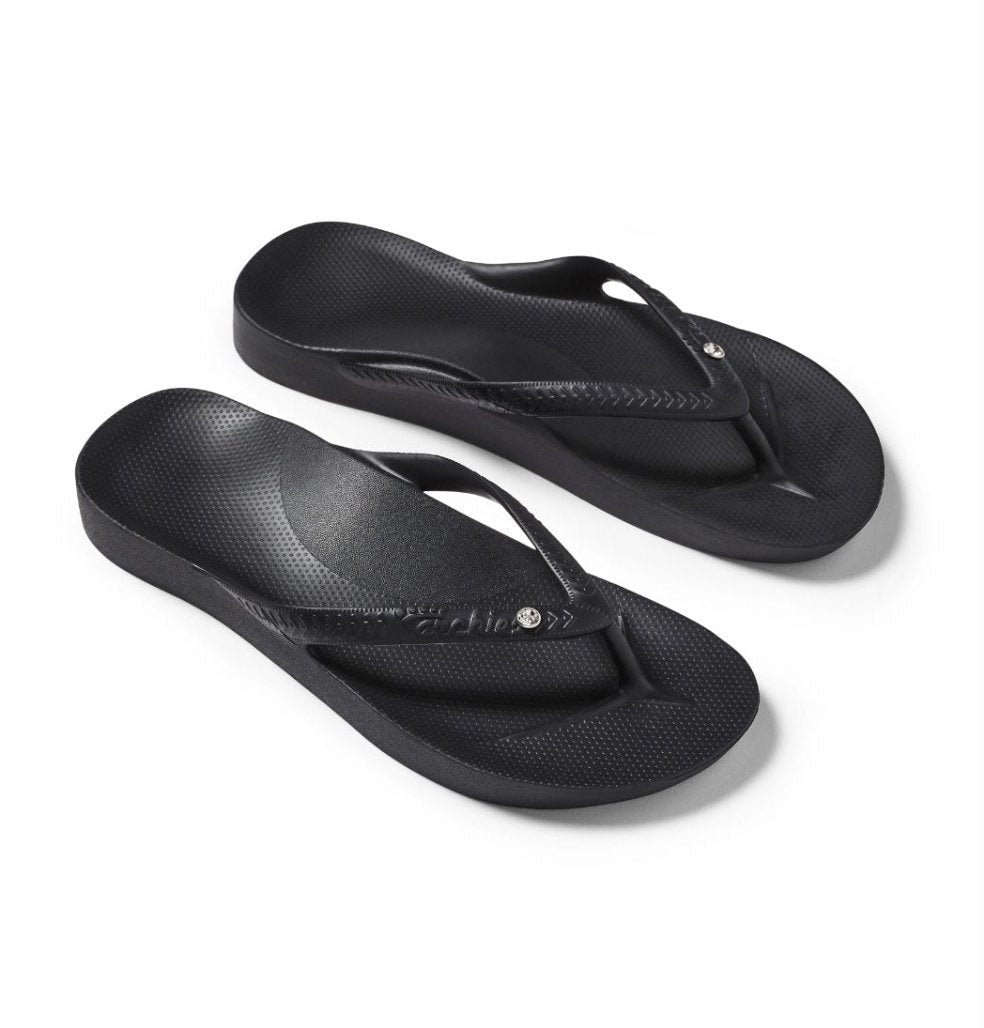 Black with Crystal | Arch Support Thongs