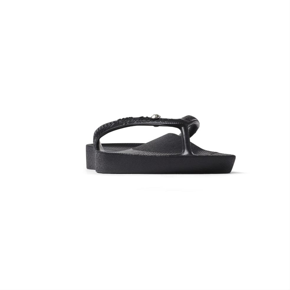 Black with Crystal | Arch Support Thongs